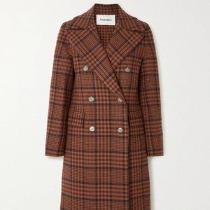 Nanushka Lana Double-Breasted Checked Wool-Blend Coat
